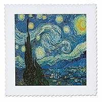3dRose qs_128155_2 The Starry Night by Vincent Van Gogh Quilt Square, 6 by 6-Inch