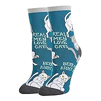 ooohyeah Women's Novelty Cute Crew Socks, Funny Animal Socks Gift for Cat Lover, Fit Women's Shoe Size 5-10