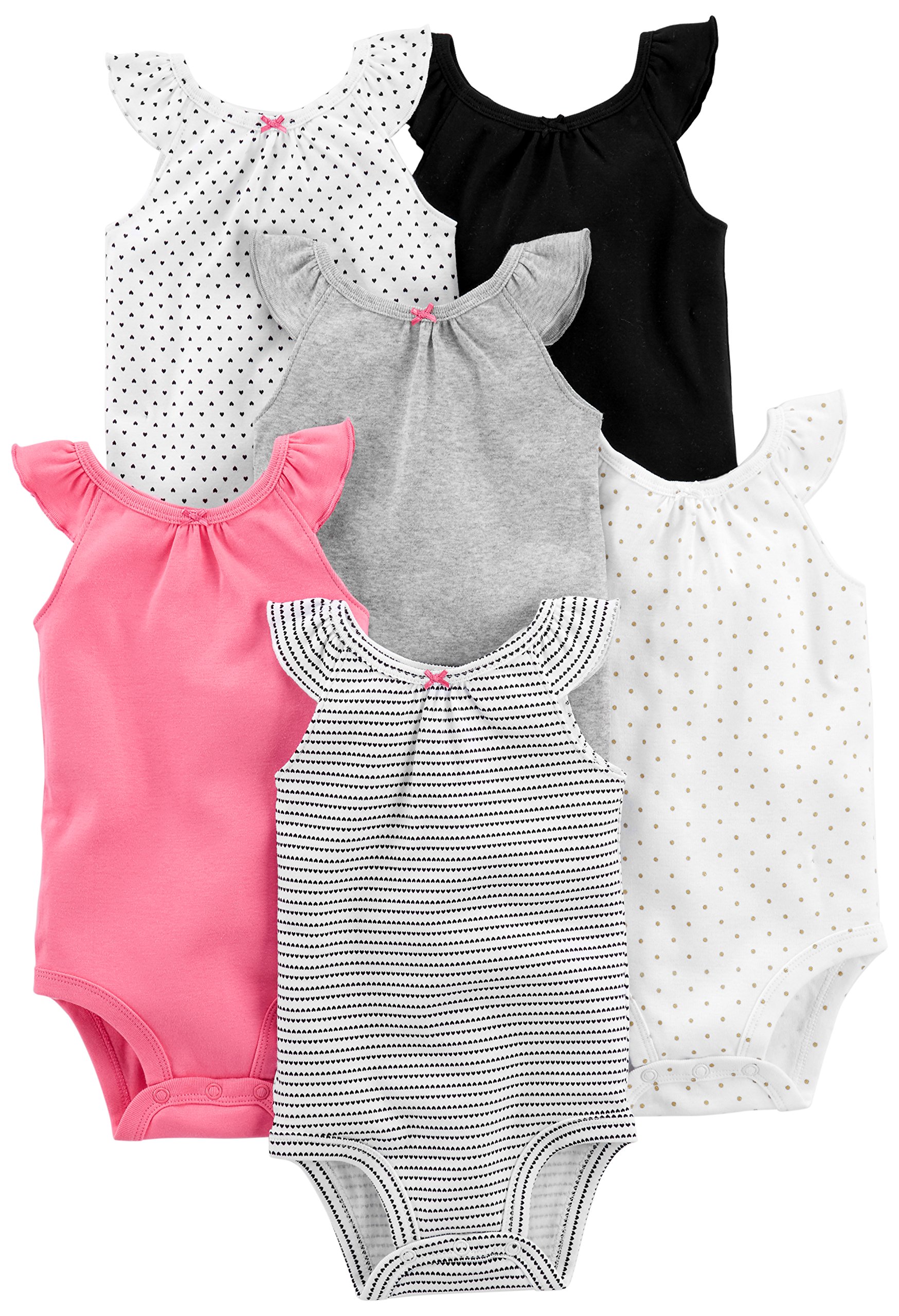 Simple Joys by Carter's Baby Girls' Short-sleeve Bodysuit, Pack of 6