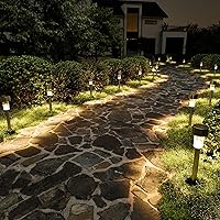 SOLPEX 16 Pack Solar Outdoor Lights Pathway, Stainless Steel Solar Lights Outdoor Waterproof,LED Landscape Lighting Solar Walkway Lights for Landscape/Patio/Lawn/Yard/Driveway-Warm White