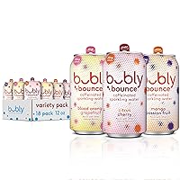 bubly bounce caffeinated Sparkling Water, zero calories, zero sugar, 35mg caffeine per can, 3 Flavor Variety Pack, 12 fl oz Cans (18 Pack)
