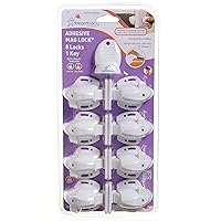 Dreambaby Adhesive Mag locks (8-Pack 1 Key) - Child Proofing Cabinet Magnetic Latches - White- Model L859