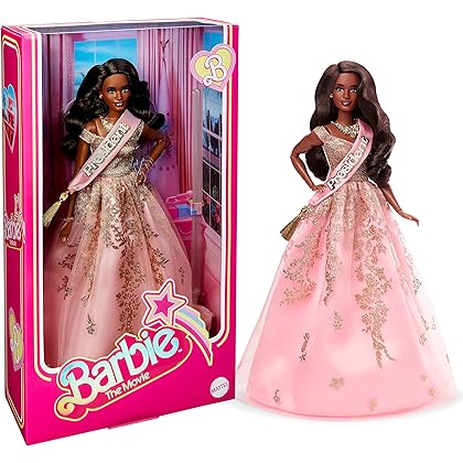 Barbie The Movie Doll, President Barbie Collectible Wearing Shimmery Pink and Gold Dress with Sash (Amazon Exclusive)