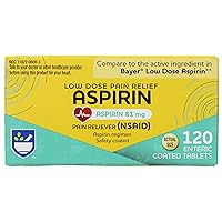 Rite Aid Aspirin Enteric Tablets, 81 mg Aspirin - 120 ct, Low Dose Aspirin | NSAID | Migraine Relief Products | Safety Coated | Enteric Coated Aspirin Regime (Package May Vary)