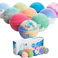 Bath Bombs Gift Set 10 Large USA made -Made with Essential Oil -All Natural Organic Bath Fizzies- Gift ready box - Aromatherapy Organic Bath Bomb for Women Men and Kids - Gift ready box