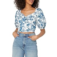 The Drop Women's Annie Sweetheart Neckline Puff-Sleeve Smocked Back Top