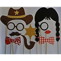 Cowboy Western Photo Booth Party Props Mustache on a Stick Texan Style Western