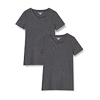 Amazon Essentials Women's Classic-Fit Short-Sleeve Crewneck T-Shirt, Pack of 2, Charcoal Heather, X-Small