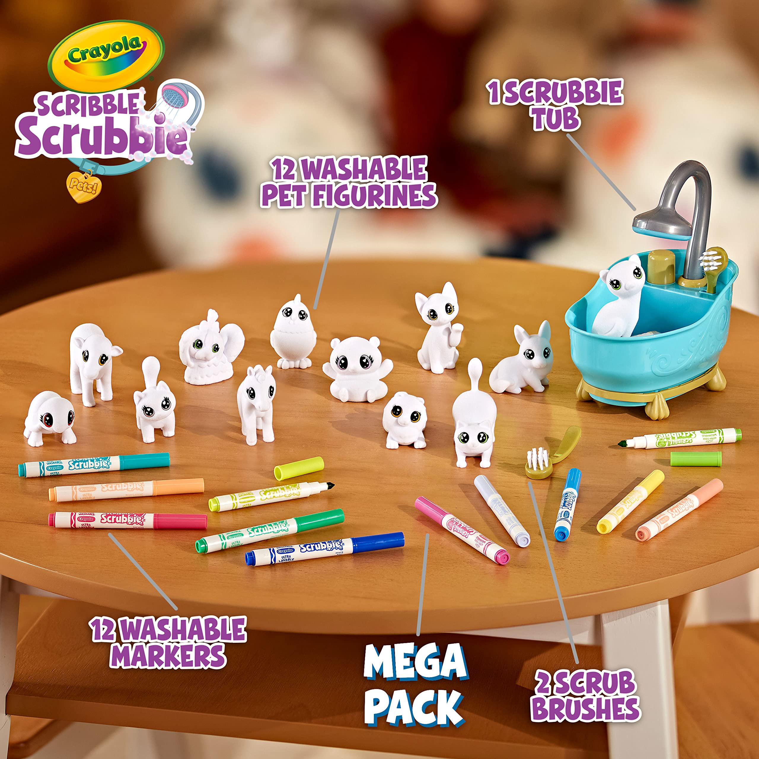 Crayola Scribble Scrubbie Pets Mega Set 2.0, Coloring Toy, Kids Gifts for Girls & Boys, Age 3, 4, 5, 6