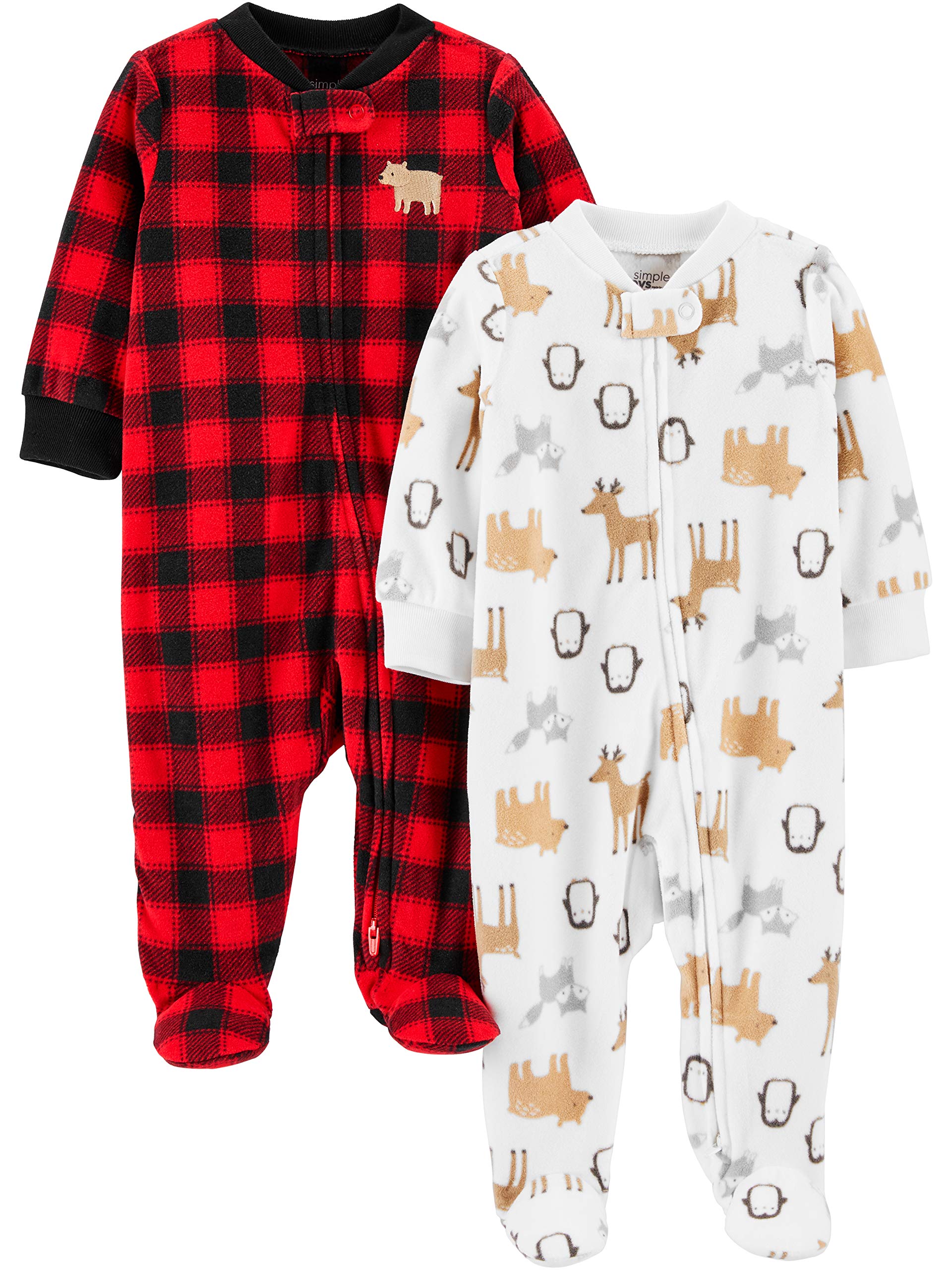 Simple Joys by Carter's Unisex Babies' Holiday Fleece Footed Sleep and Play, Pack of 2