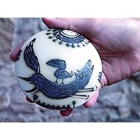 Handmade Stoneware Salt Shaker with Fox and Bird Drawing - Dark Brown to Black Colors - Kitchen Decor - Danko Pottery Gift