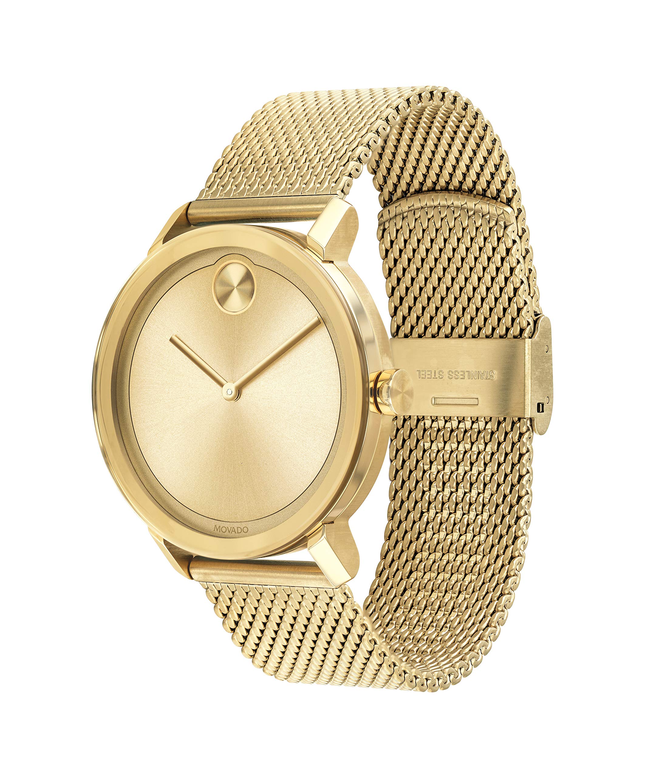 Movado Men's Bold Evolution Pale Yellow Gold Ion-Plated Steel Case and Mesh Bracelet, Yellow Gold
