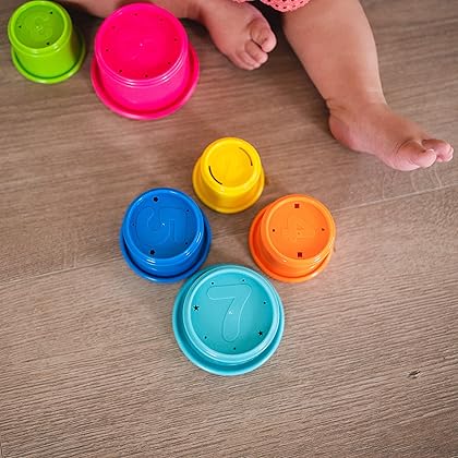 The First Years Stack & Count Stacking Cups - Toddler Toys - Learning and Baby Bath Toys for Kids - 8 Count