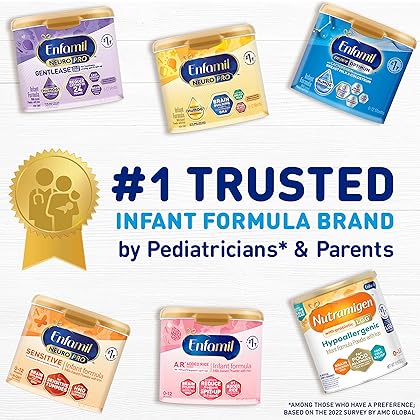 Enfamil NeuroPro Gentlease Baby Formula, Infant Formula Nutrition, Brain and Immune Support with DHA, Proven to Reduce Fussiness, Crying, Gas and Spit-up in 24 Hours, Reusable Tub, 19.5 Oz, White