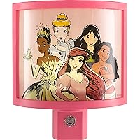 Disney Princess Wrap Shade LED Night Light, Plug-in, Dusk to Dawn, Girls Bedroom Décor, UL-Listed, Ideal for Nursery, Bathroom, 60734