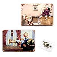 Dumber Funny Bathroom Signs Metal Tin Sign 2 Pack 8x12 Inch（with 10 Pcs Wall Nails）.Gifts Merch Meme Gag Art Home Decoartions Posters Retro Vintage Aluminum Sign for Home Wall Decor