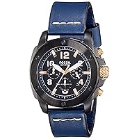Fossil Men's FS5066 Modern Machine Black Stainless Steel Watch with Blue Leather Band