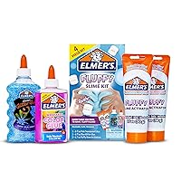 Elmer’s Fluffy Slime Kit, Includes Elmer’s Translucent Color Glue, Elmer’s Glitter Glue, Elmer’s Fluffy Slime Activator, 4 Count