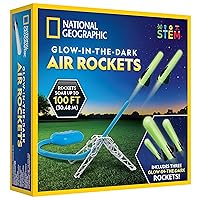 NATIONAL GEOGRAPHIC Air Rocket Launcher Toy - Launch Glow in The Dark Rockets up to 100 Feet, Kids Outdoor Toys, Toys for Kids 8-12, Glow in The Dark Toys, Rocket Kit, Fun Outdoor Toys for Kids