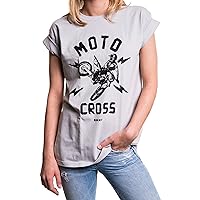 Women Motocross Clothing - Oversized T-Shirt with Print - Plus Size Top
