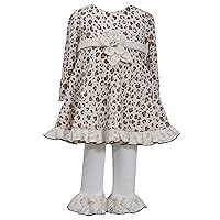 Bonnie Jean Baby Girls Brown/Ivory Leopard Print Fuzzy Knit Dress/Legging Set, Brown, 24 Months