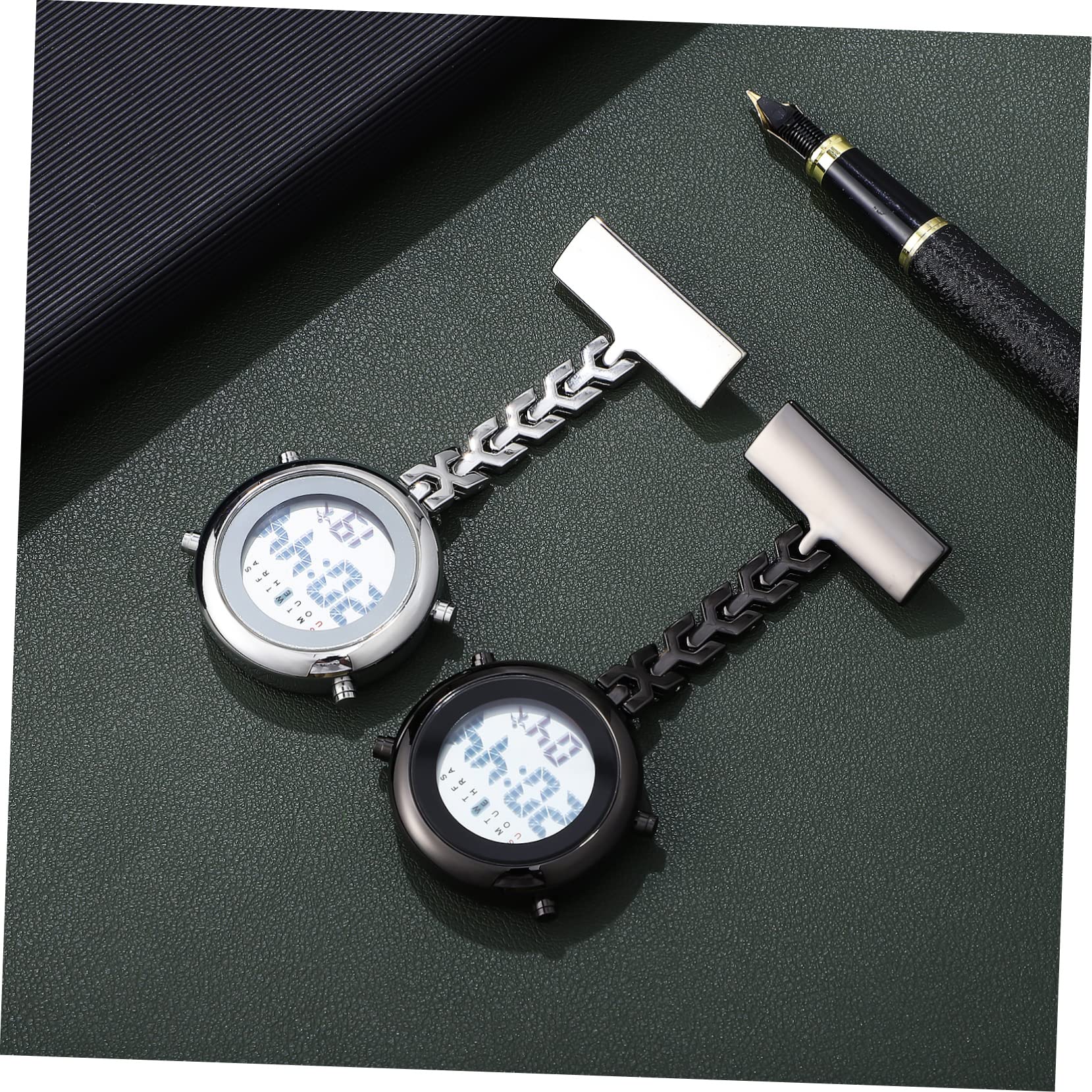 UKCOCO Black Watch 10 pcs Hanging Watches Luminous Multifunctional Staff Doctors Clip for Fob On Week Badge The Clip-on Portable Nurses Nursing Doctor Pin-on Small Glow Nurse Digital Digital Watch