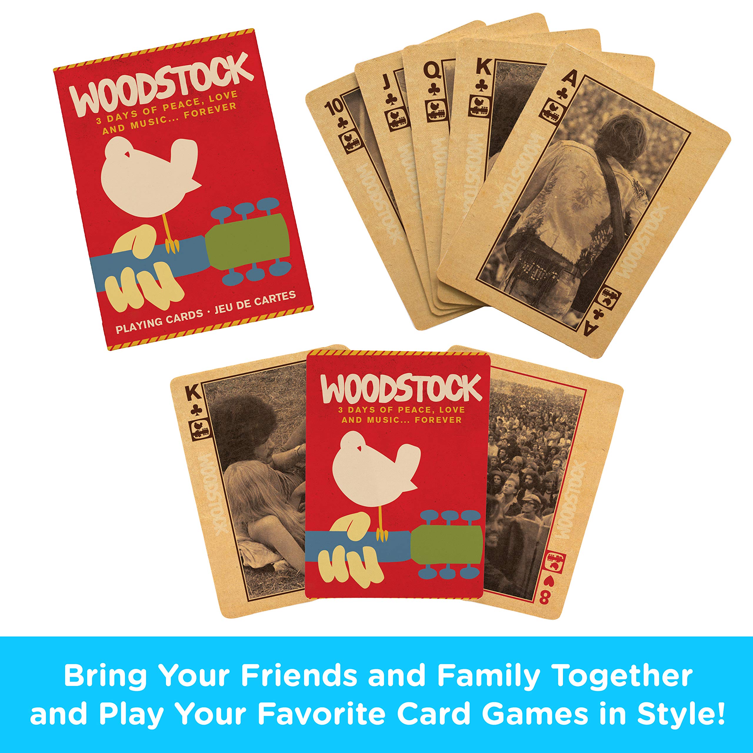 AQUARIUS Woodstock Playing Cards - Woodstock Themed Deck of Cards for Your Favorite Card Games - Officially Licensed Woodstock Merchandise & Collectible Gift