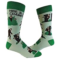 Women's Bigfoot Hide And Seek Champion Socks Funny Camping Sasquatch Knit Novelty Footwear Green