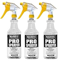 HARRIS Professional Spray Bottle 32oz (3-Pack), All-Purpose for Cleaning and Plants with Clear Finish, Pressurized Sprayer, Adjustable Nozzle and Measurements