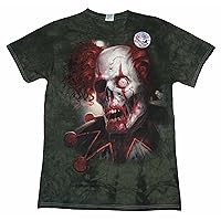 New Mens Halloween T Shirt Bloody Zombie Clown Dark Green Tie Dye Medium