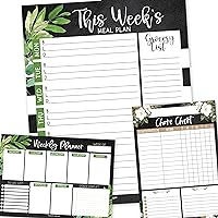 1 Farmhouse Weekly Dinner Menu Board For Kitchen, 1 Magnetic Weekly Calendar For Fridge Whiteboard, 1 Family Chore Chart for Adults, Weekly Meal Planner Magnetic Fridge Whiteboard