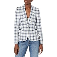 Tommy Hilfiger Women's Blazer – Business Jacket with Flattering Fit and Single-Button Closure, Midnight Ivory Plaid, 4