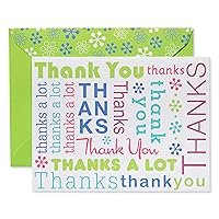 American Greetings Thank You Cards with Envelopes, Multicolored Script (50-Count)