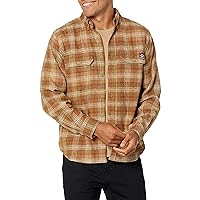 Wolverine Men's Big & Tall Glacier Heavyweight Flannel Shirt, Coyote Plaid
