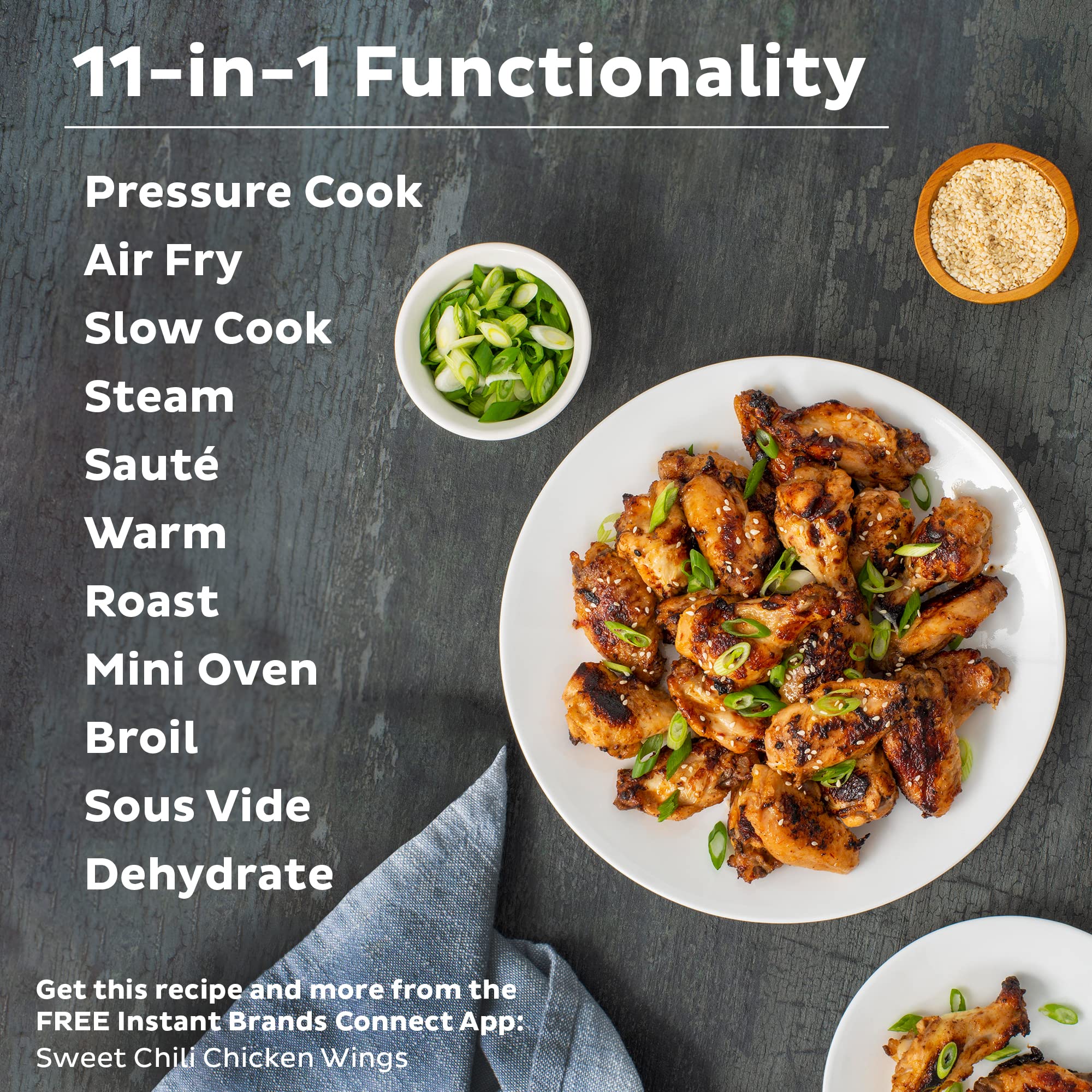 Instant Pot Duo Crisp 11-in-1 Air Fryer and Electric Pressure Cooker Combo with Multicooker Lids that Air Fries, Steams, Slow Cooks, Sautés, Dehydrates, & More, Free App With Over 800 Recipes, 8 Quart