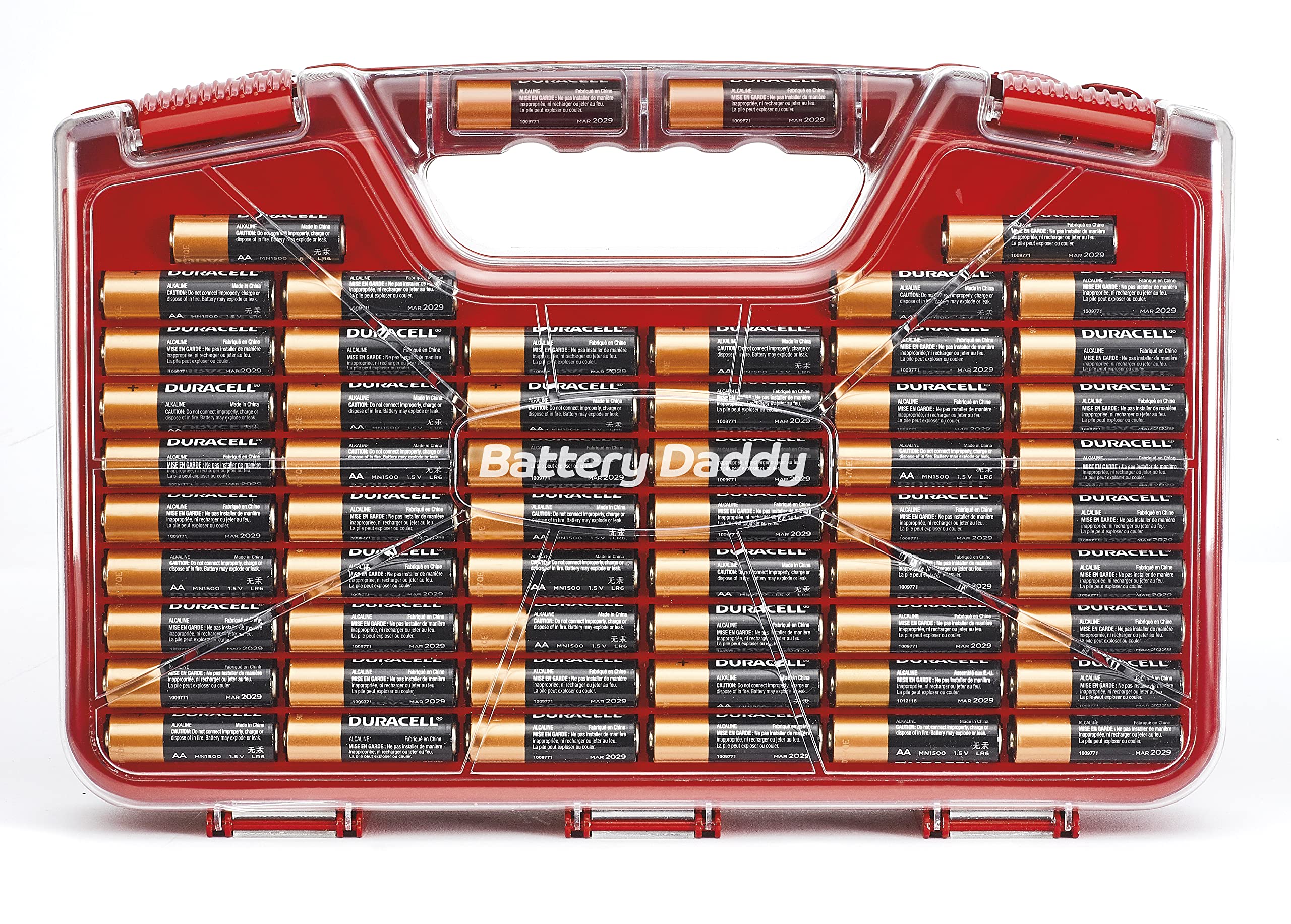 Ontel Battery Daddy - Battery Organizer Storage Case with Tester, Stores & Protects Up to 180 Batteries, Clear Locking Lid, As Seen On TV