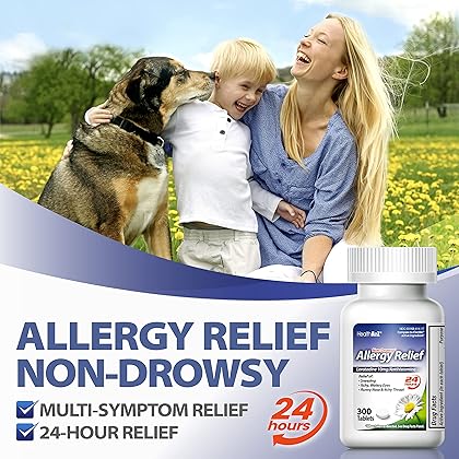HealthA2Z Allergy Relief | 300 Count | Loratadine 10mg / Antihistamine | Non - Drowsy | 24-Hour Allergy Medicine