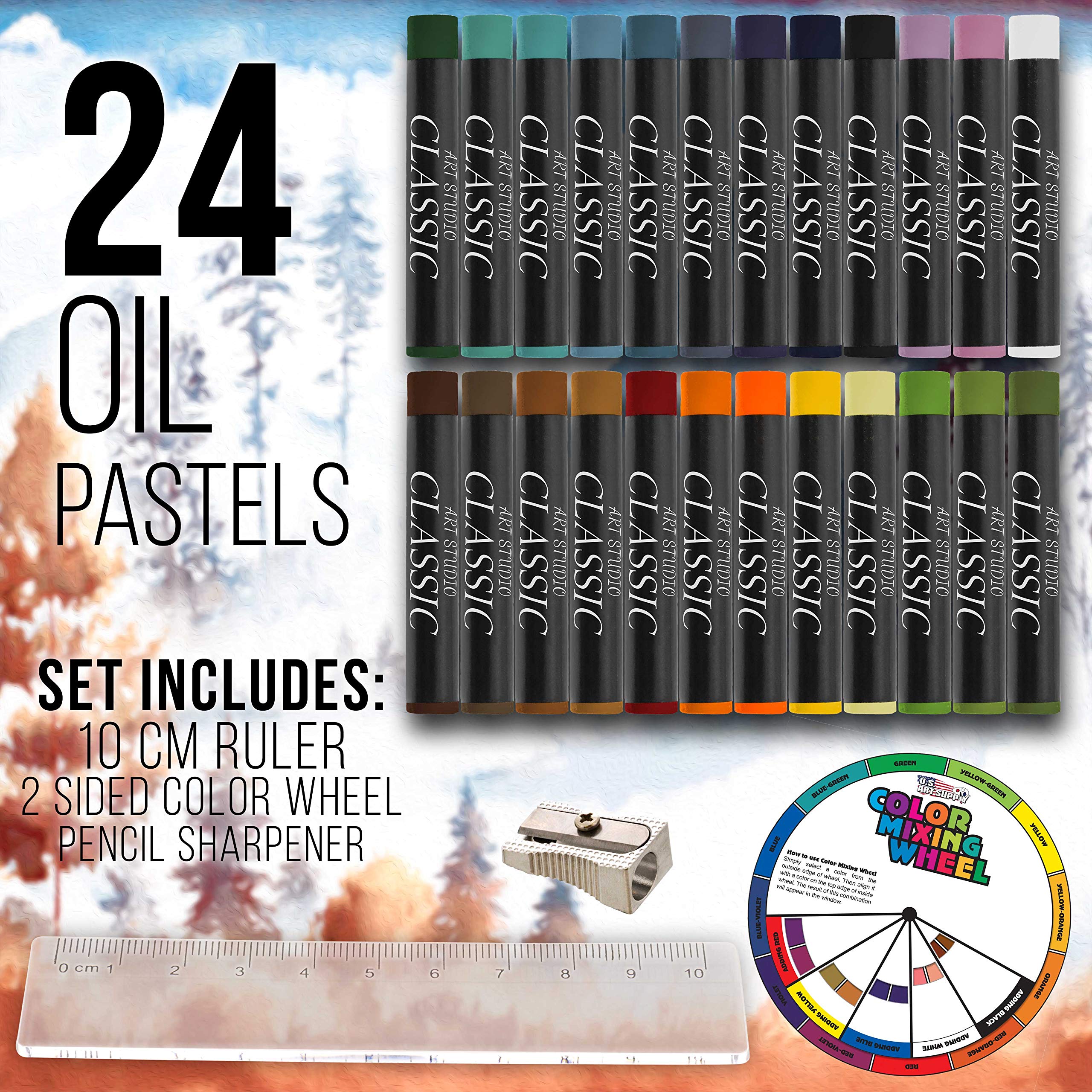 U.S. Art Supply 103-Piece Deluxe Art Creativity Set in Wooden Case with Wood Desk Easel - Artist Painting Pad, 2 Sketch Pads, 24 Watercolor Paint Colors, 17 Brushes, 24 Colored Pencils, Drawing Kit