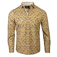 Rock Roll n Soul Men's Fashion Hazey Paisley 60’s Era Long Sleeve Button-Up Shirt