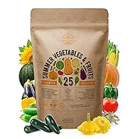 Organo Republic 25 Summer Vegetable & Fruit Seeds Variety Pack for Outdoors and Indoor Home Gardening 1500+ Non-GMO Heirloom Veggie & Salad Green Seeds: Collards Tomato Pepper Okra Onion Bean Cucumber