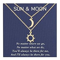 Sun and Moon Star Necklaces Best Friend Friendship Pedant Necklace Gift for Women Teen Girls(Silver/Gold)