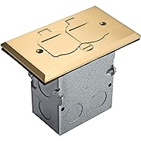 ENERLITES Flip Lid Cover Floor Box kit, 5” x 2.87” 1-Gang Cover, 20A Tamper-Weather Resistant Receptacle Outlets, Watertight Gasket, Corrosive Resistant Hardware, 975507-C, Brass (705507-C)