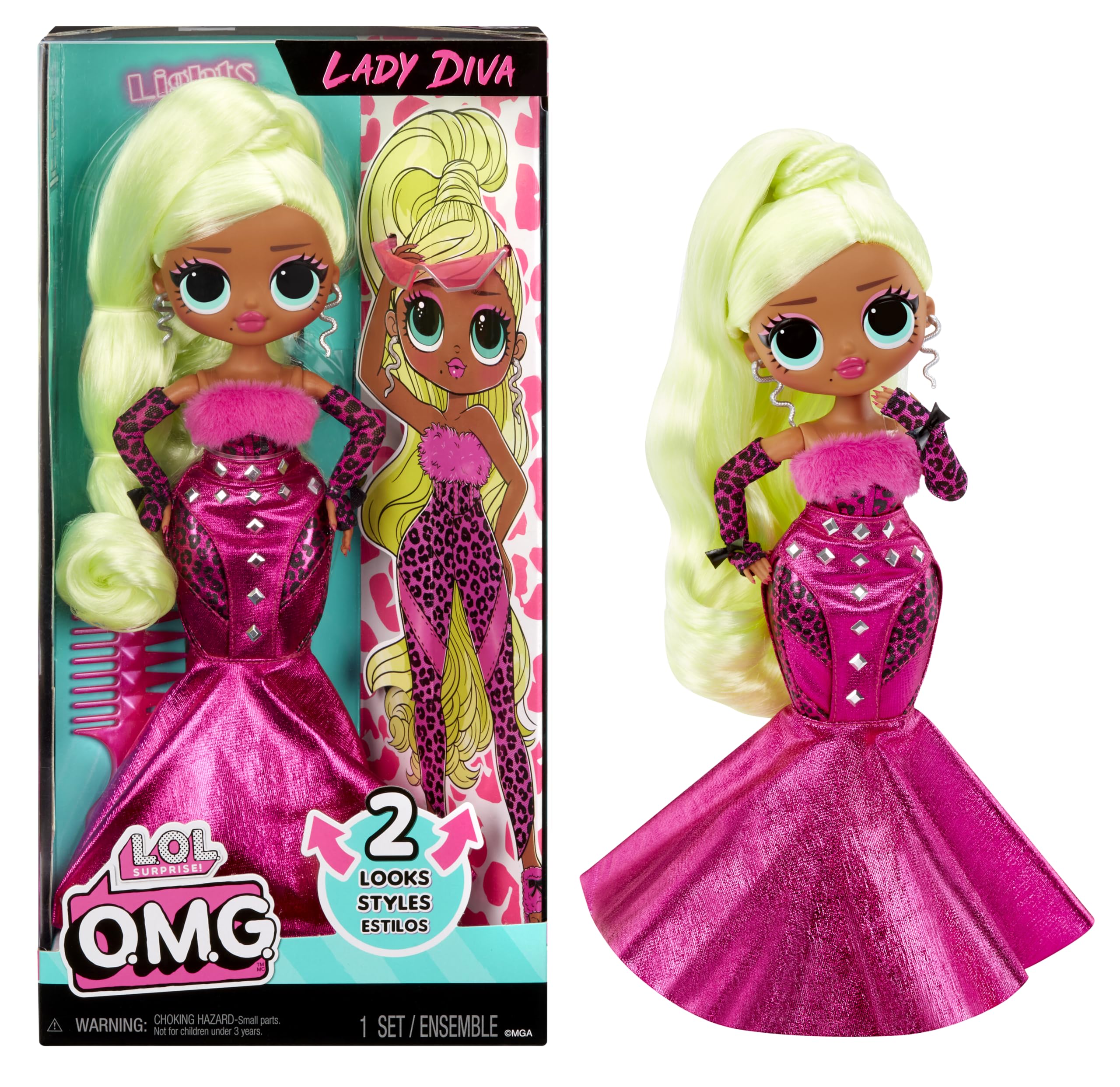 LOL Surprise OMG Lady Diva Fashion Doll with Multiple Surprises Including Transforming Fashions and Fabulous Accessories – Great Gift for Kids Ages 4+