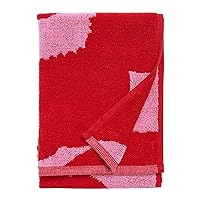MARIMEKKO Unikko Terry Cotton Guest Towel (Red) – Floral Patterned Guest Towels – 20 in x 12 in