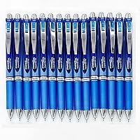 Pentel EnerGel Deluxe RTX Retractable Liquid Gel Pen, 0.5mm, Fine Line, Needle Tip, Blue Ink/Blue Body, Pack of 15