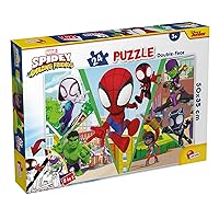 LISCIANI Marvel 2-in-1 Puzzle Spidey & Amazing Friends 24 Pieces for Children Aged 3 and Above 50 x 35 cm Double-Sided Puzzle – Colouring Back – Educational Game – Made in Italy