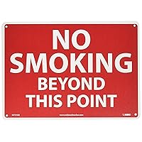 NMC M721AB NO SMOKING BEYOND THIS POINT Sign - 14 in. x 10 in., White Text on Red Base, Aluminum Security Sign