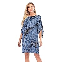 Women's Summer Casual Elbow-Sleeved Viscose Floral Dress