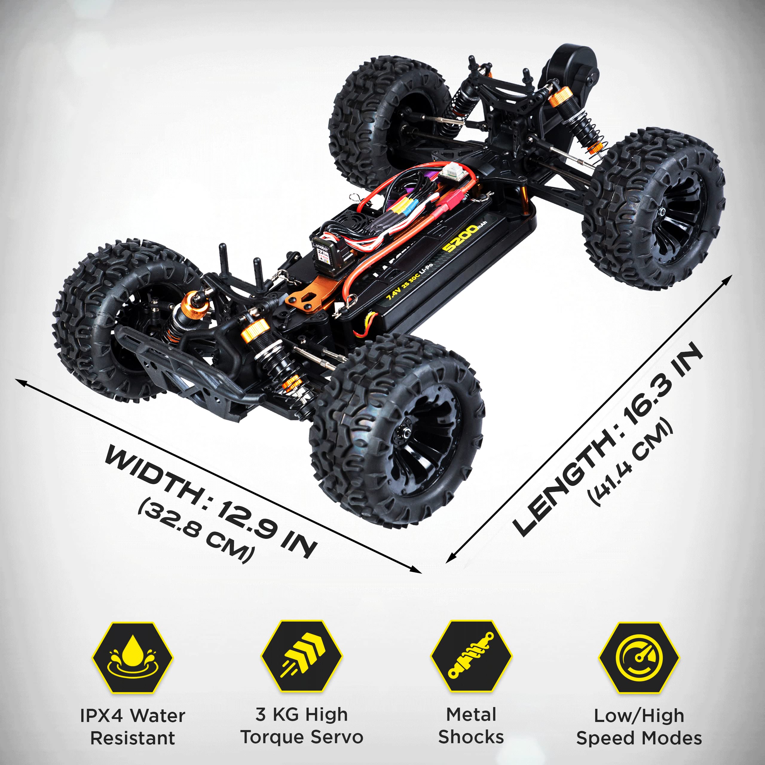 LAEGENDARY Remote Control Car, Hobby Grade RC Car 1:10 Scale Brushless Motor With Two Batteries, 4x4 Off-Road Waterproof RC Truck, Fast RC Cars for Adults, RC Cars, Remote Control Truck, Gifts for Kid