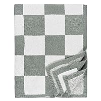 Gerber Unisex Baby Cozy Soft Silky Mink Checkerboard Grid Blanket, Green Check, One Size